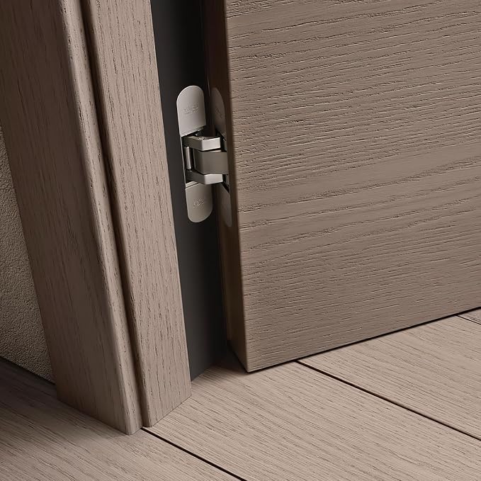 YAGU 6.5 inch 3 Way Adjustable Invisible Hinges Hidden Door Hinges Concealed Hinges Zinc Alloy 180 Degree Swing Hinge Butt Hinge 6.5 x 3.2 x 1.1 inch Matte Silver (1 Piece)