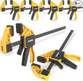 EQUIPTZ 6 Pack Bar Clamps for Woodworking – 2 Pcs 12" & 4 Pcs 6" Quick Grip Clamps Set with 150 lbs Force – Wood Clamps for Gluing, Carpentry, DIY, and Metalworking (Combo Sizes, 6 Pack)