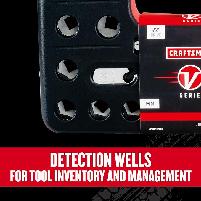CRAFTSMAN V-SERIES Socket Set, Shallow MM, 1/2 Inch Drive, 21 Piece (CMMT45755V)