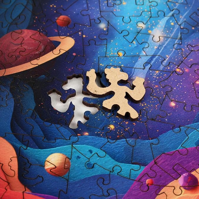 MEATRN 500 Pieces Puzzles for Adults - Solar System Planets Wooden Jigsaw Puzzles, Educational Toys for Adults and Teens, Stress Relief Wood Puzzles Game, Wall Decoration, 16.5x16.4 in