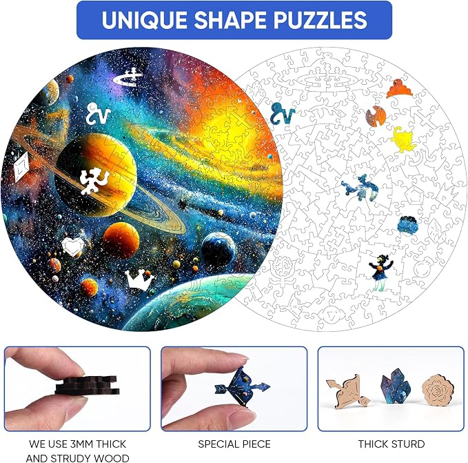 MEATRN Puzzles for Adults 500 Pieces - Space Themed Solar System Jigsaw Puzzles, Colorful Astronomy Design, Creative Gift Idea for Science Enthusiasts, Wall Decor, 16.5x16.5 in