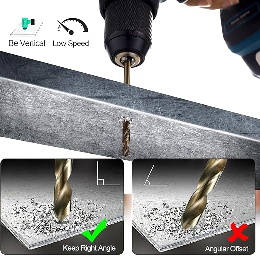Cobalt Drill Bits Set for Hardened Metal and Stainless Steel, 101Pcs M35 High Speed Steel Twist Jobber Drill Bits 1/16"-1/2", with Plastic Index Storage Case