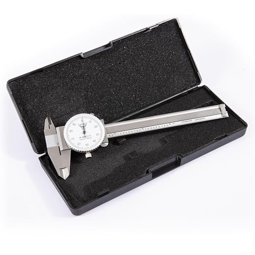 PEC Dial Caliper 0-4 Inch, Stainless Steel Precision Measuring Tool with Shock-Proof Dial, High Accuracy ±0.001"