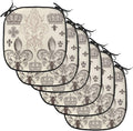 Lunarable Fleur De Lis Chair Cushion Pads Set of 6, Heraldic Pattern Royal Flower and Crowns Tiara Coat of Arms Knight, Anti-Slip Seat Padding for Kitchen & Patio, 16"x16", Beige Taupe and Ivory