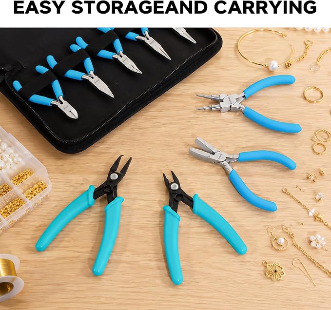 DESHIL 10 Pcs Jewelry Pliers Set for Jewelry Making, Wire Wrapping, Beading
