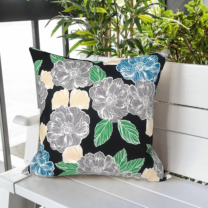 LVTXIII Outdoor Pillows 20x20 Inch, 2 Pack Large Decorative Square Throw Pillows with Inserts for Couch, Bed, Floor Seating, Patio Furniture, Sketch Peony