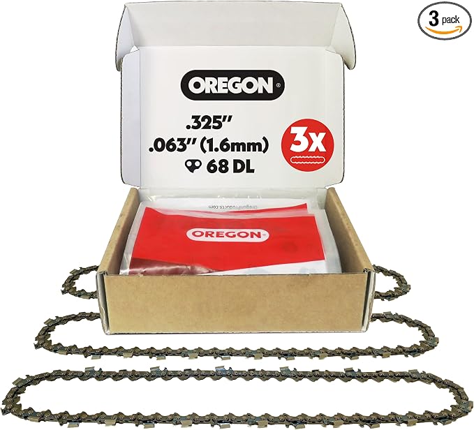 Oregon (Pack of 3) V68 PowerCut Chainsaw Chain for 18-Inch Bar, 68 Drive Links, .325" Pitch, .063" Gauge, Fits Stihl (22LPX068G),Grey