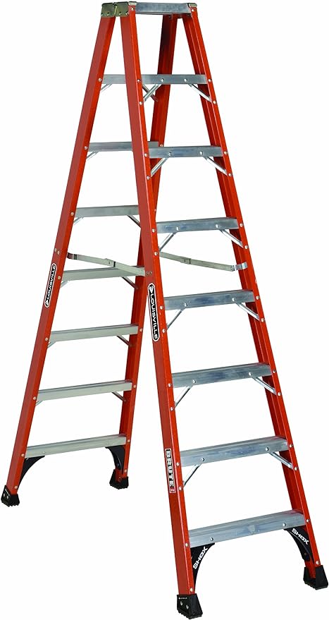 Louisville Ladder 8-Feet Fiberglass Twin Front Ladder, 375-Pound Duty Rating, FM1408HD
