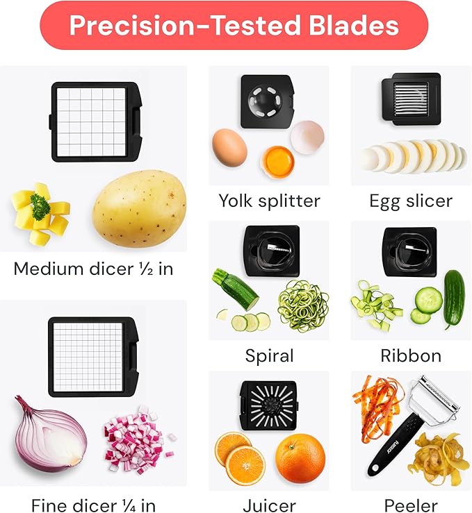 Fullstar The Original Pro Chopper - Vegetable Chopper and Spiralizer, Food Chopper with Container, Fruit Slicer, Kitchen Gadgets & Gifts, Home Essentials (9 in 1, Silver)
