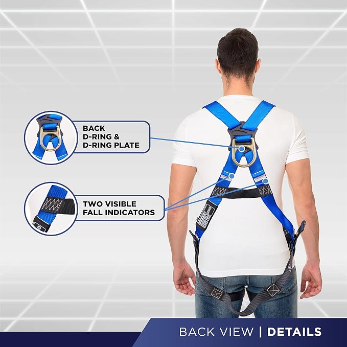 Construction Harness 5 Point Adjustment, Back D-Ring, Grommet Legs, Multiple Styles I OSHA ANSI Compliant