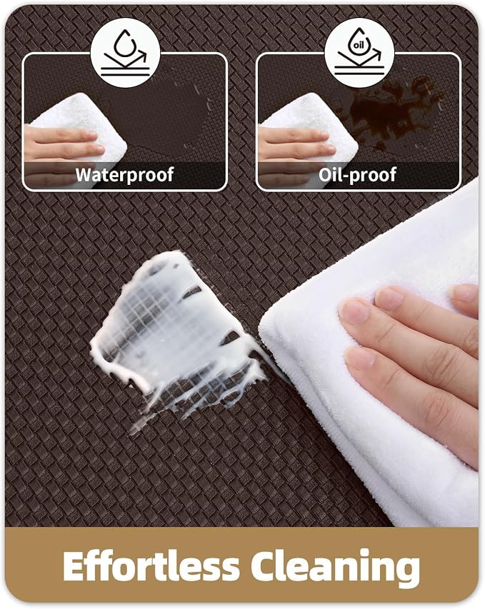 Color&Geometry Anti Fatigue Cushion Kitchen Mat for Floor -24"x87",Wide,Easy Clean, Water & Oil Proof, Anti Slip, Foam Rubber Runner Rug for Front Sink Comfort Standing,Brown