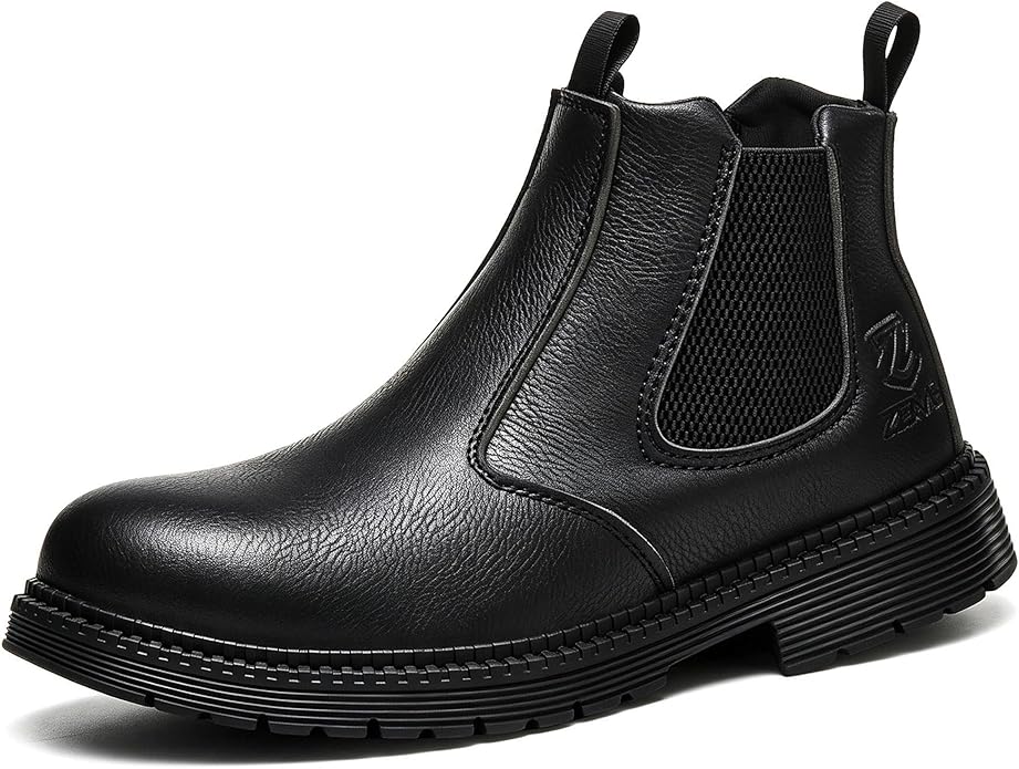 Unisex-Adults Steel Toe Chelsea Boots, Men's Industrial Construction Shoes, Waterproof, Lightweight, Comfortable, Non-slip Safety Boots