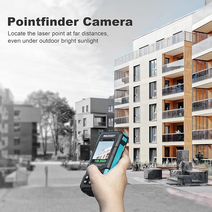 Laser Measure, MiLESEEY Laser Distance Meter, Rechargeable Multifunctional Laser Measurement Tool with Pointfinder Camera,P2P Technology, Perfect for Outdoor Long-Range Measuring