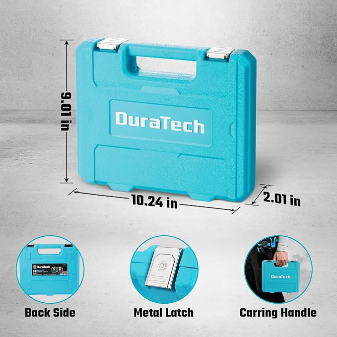 DURATECH 3/8" Drive Impact Swivel Socket Set, 14 Pcs Shallow Wobble Sockets | Metric & SAE, Flexible Joint, Cr-Mo Steel, 6 Points, Organized in Sturdy Storage Case
