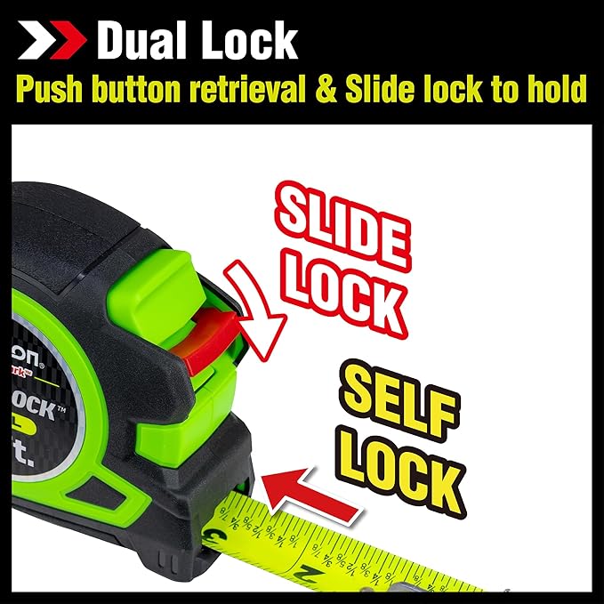 Komelon 16-Ft Self Lock Dual Tape Measure with Fraction Markings, Auto Lock (SLD116)