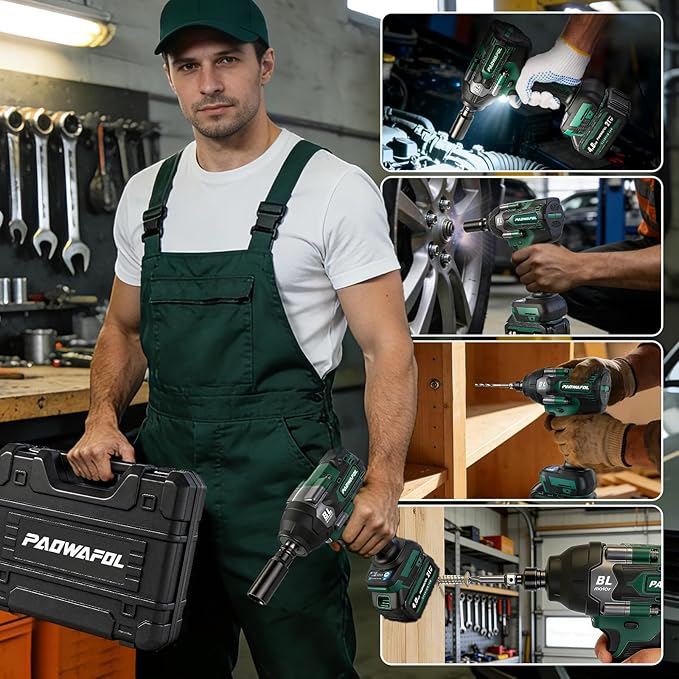 Impact Wrench 665 Ft-lbs(900N.m) 2200IPM, 1/2 Impact Gun with 21V 2x4.0AH Battery, Power Impact Driver 22 Drill Bits & 4 Sockets, Cordless Ratchet Wrench Set Gifts for Men Car Tire Lug Nut