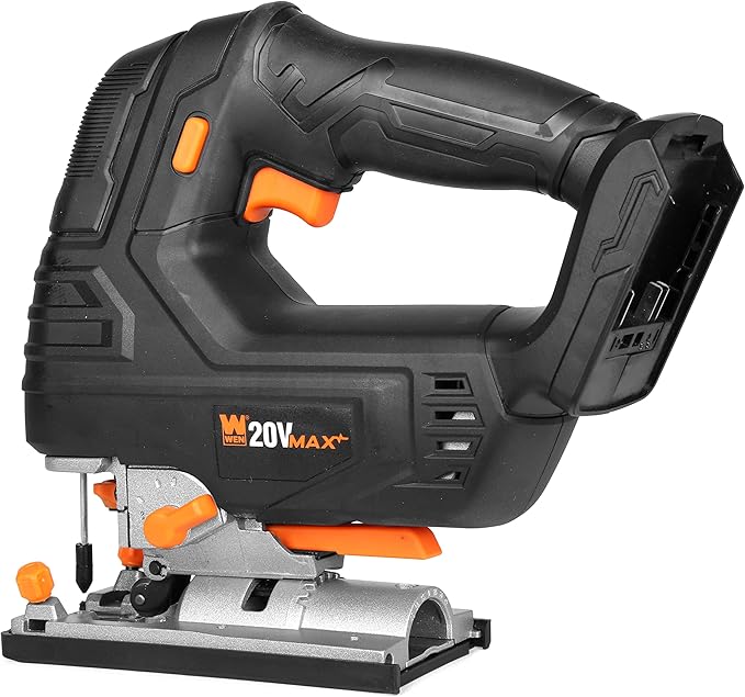 WEN Cordless Jigsaw, Brushless with Variable Speed, 20V Max 4.0 Ah Lithium Ion Battery and Charger (20667)