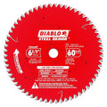 Diablo Steel Demon Saw Blade for Very Thin Mild Steels - 6-1/2" Diameter, 60 TCG Teeth, 5/8" Arbor, .061" Kerf, 0° Hook Angle, .051" Plate, 5000 Max RPM - D0660FA