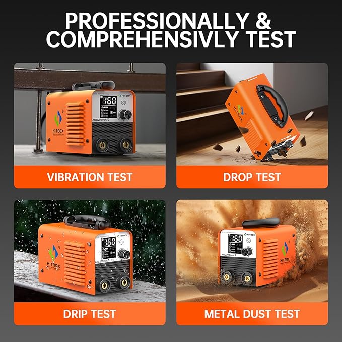 HITBOX Stick Welder 110V Digital Display 200A Duty Cycle 60% ARC Lift TIG Welding Machine LCD Display IGBT Inverter Portable MMA Welder with Hot Start, Arc Force, VRD and Anti Stick