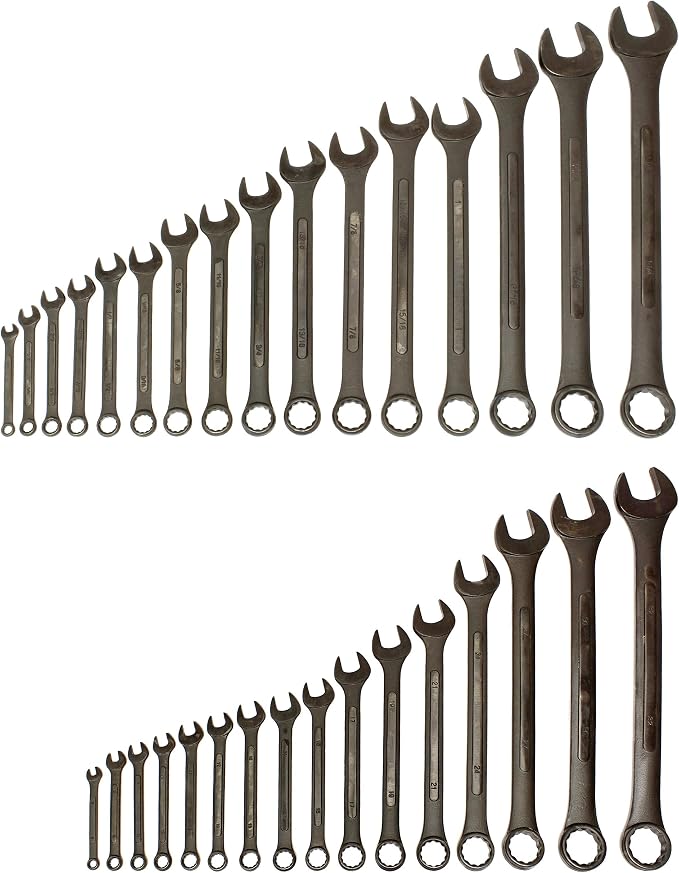 ABN Combination Wrenches Set Metric and Standard - 32 Piece SAE and Metric Wrench Set with Roll Up Pouch