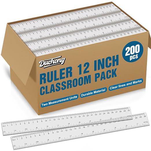 Rulers Bulk for Kids Classroom, 200 Pack 12 Inch Clear Rulers, Metric Ruler with Centimeters and Millimeters, Measuring Drawing Tools, Ideal Back to School Supplies(Clear)