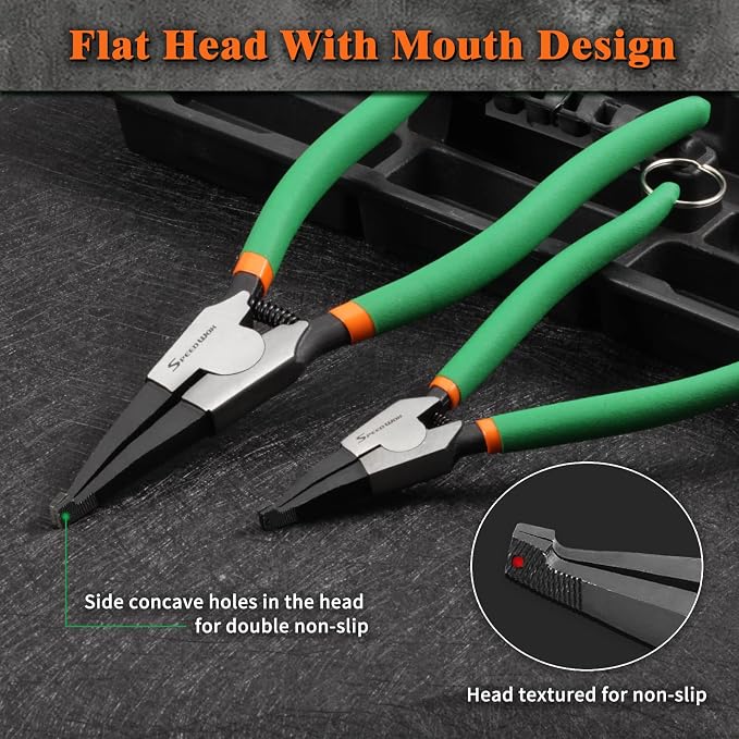 SPEEDWOX 2 Pcs Special Angle Tip Lock Ring Pliers Set for Removing & Installing Gearshift Locking & Spring Loaded Snap Rings