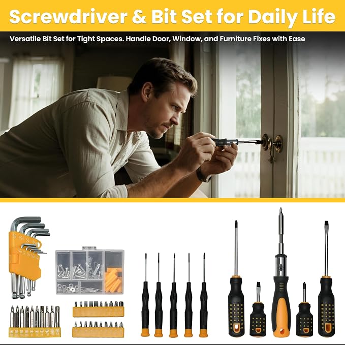 168-Piece Tool Set with Screwdrivers Ratchet Wrenches Tool Kit for Home