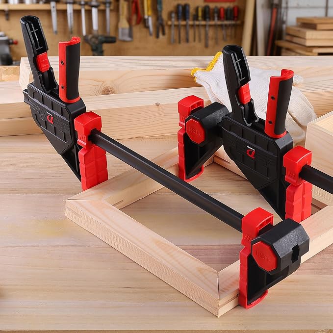 600lbs Clamping Force Bar Clamps for Woodworking, 12 Inch Wood Clamp × 2pcs, Four Times Clamping Force of Standard Products, One Hand Heavy Duty Bar Clamps, Quick Grip Clamps for Carpentry