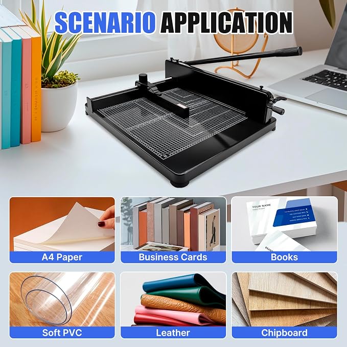 Heavy Duty Paper Cutter for A3 Paper,17'' 400 Sheets Capacity Guillotine Paper Cutter,Solid Steel Construction Stack Paper Trimmer for Office,Commercial Use,Double Safety Protection,Black (A3 17 Inch)
