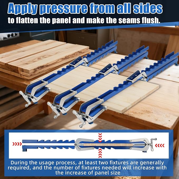 36 Inch Panel Clamps 2 Pack, 4-Way Pressure Steel Parallel Clamps Pre-installation Jigs Fit for 1/2" to 3" Cutting Boards, Tabletops, and Cabinet Cutting Board Clamps