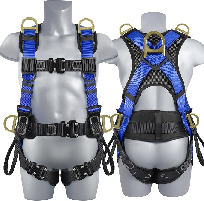 TT TRSMIMA Safety Harness Fall Protection Upgrade 4 Quick Buckles Construction Full Body Harness 6 Adjustment D-ring