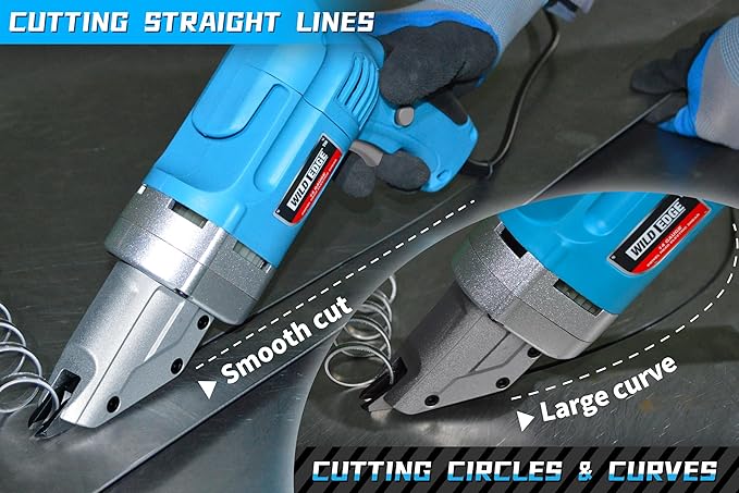 Electric Metal Shear, 14 Gauge 5.0 Amp Variable Speed Swivel Head Heavy Duty Sheet Metal Cutter