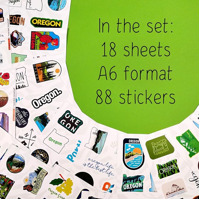 BulbaCraft Oregon Stickers and Decals for Water Bottles & Laptop, Scrapbook - Oregon Gifts and Souvenirs Laptop Decals, Gifts for Women & Men