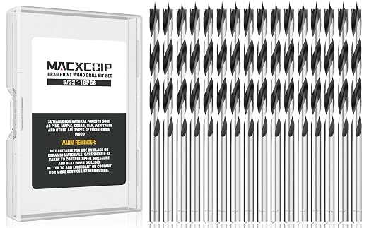 Brad Point Wood Drill Bit Set, 16Pcs 5/32" Drill Bit Set with Double Flutes Design for Carpenter Woodworking and All Types of Wood