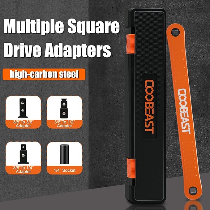 coobeast 3/8 inch offset extension wrench Impact Ready Socket Wrench Extender Tool with Versatile 1/4", 3/8", and 1/2" Square Drive Adapters, Universal Extensions Wrench for Small Place