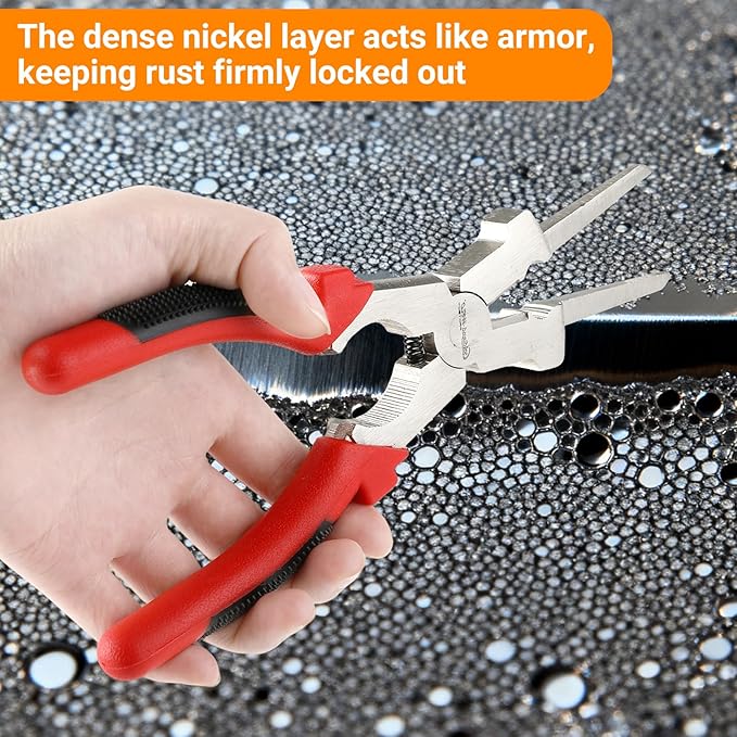 8" MIG Welding Pliers with Nickel-Plated Rust-Resistant Finish High-Carbon Steel Tool with Insulated Handle for Welding, Electrical, Mechanical & Home Use