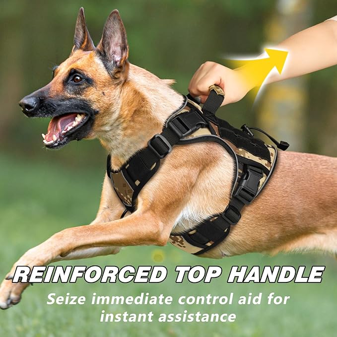 WINGOIN Tactical Dog Harness for Medium Dogs,Heavy Duty No Pull Dog Harness | with Handle,Adjustable Reflective,Military K9 Style,Big Size Dog Vest,for German Shepherd,for Walking Training Hunting