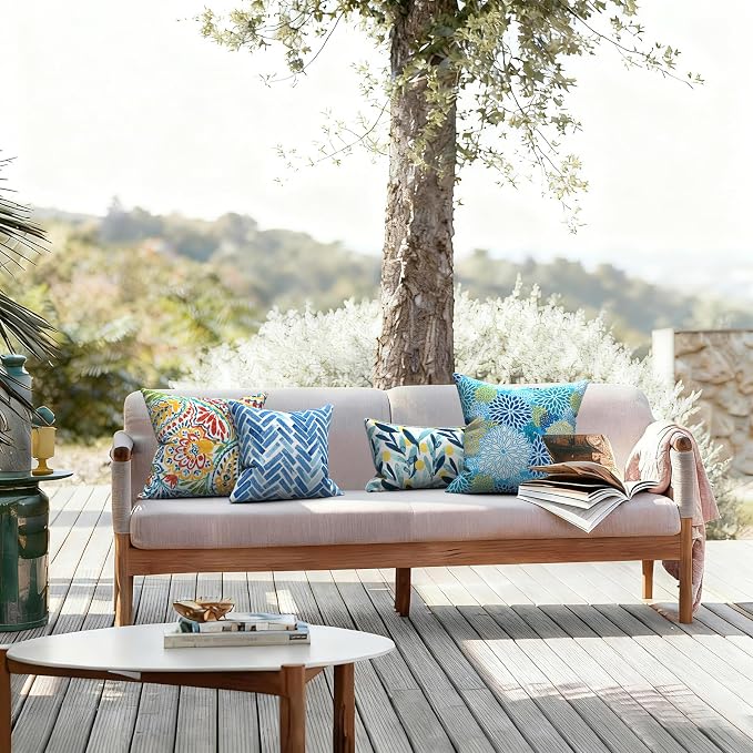 LVTXIII Outdoor/Indoor Throw Pillows, Decorative Throw Pillows with Inserts, 18”x18” Square Pillows for Bed, Couch, Sofa and Patio Furniture (Set of 2, Paisley Multi)