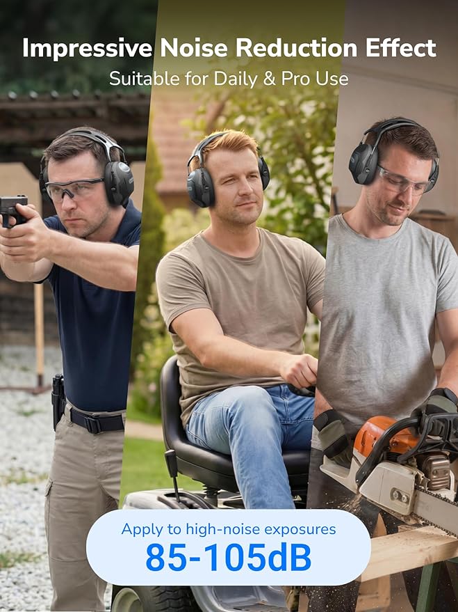 Dr.meter Noise Reduction Ear Muffs, Ear Protection Noise Cancelling Headphones for Adults, Kids Autism Sensory, NRR28dB Hearing Protection Earmuffs for Range, Mowing, Woodworking, Concerts, Races