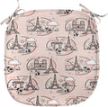 Lunarable Notre Dame Chair Seating Cushion, Doodle Drawings of The Eiffel Tower Paris and a Couple, Anti-Slip Seat Padding for Kitchen & Patio, 16"x16", Blush Charcoal Grey