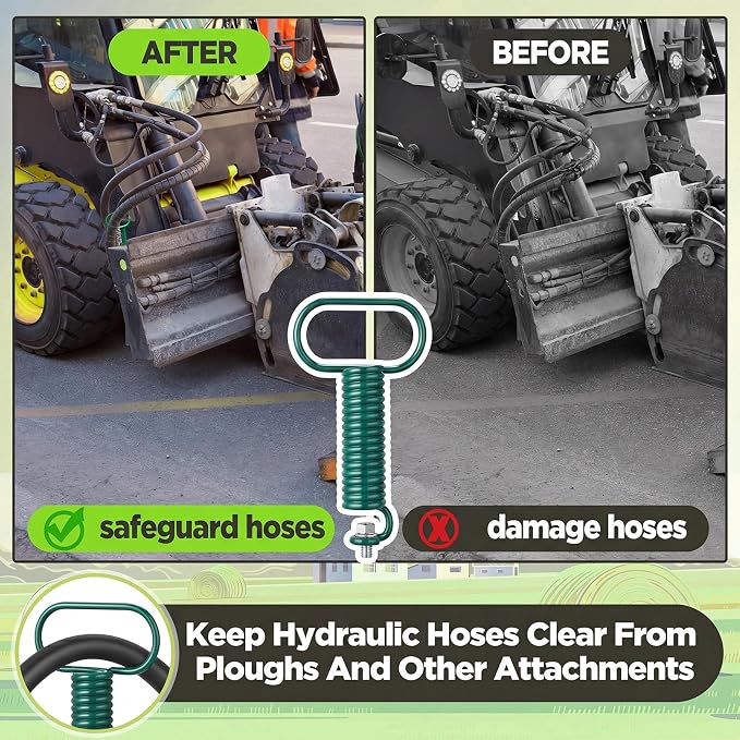 1 Pcs 7'' Hydraulic Hose Hanger Spring Clamp with Wider Diameter for Tractor with Long Bolts Heavy Duty Accessories Keep Hydraulic Hoses Safe and out of The Way, Silver (Green)