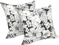 LVTXIII 2 Pack Outdoor Pillows 18x18 Inch, Square Throw Pillows with Inserts, Decorative Water-Repellent Pillow Cushions for Patio Furniture and Garden Sofa, Noir Floral