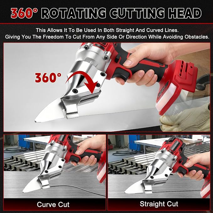 133 ft·lb High Torque Brushless Electric Metal Shears for Milwaukee 18V M18 Battery, 1600RPM Cordless Sheet Metal Power Cutter, 14 Gauge Cutting Capacity, Professional Bare Tool Only