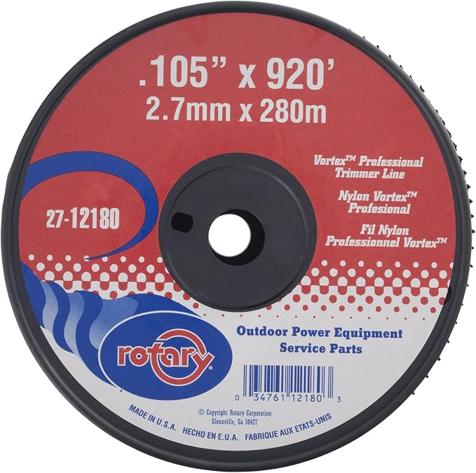 Rotary 12180 Trimmer Line .105 Large Spool Black Vortex Line
