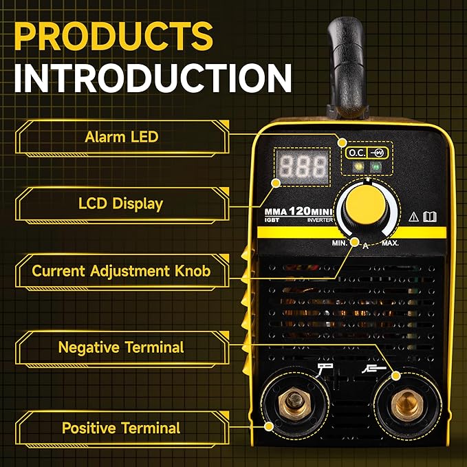 110V Smart Welder with Digital Display, 120A Portable Welding Machine, IGBT Inverter Stick Welder with Synergic Control & Full Kit