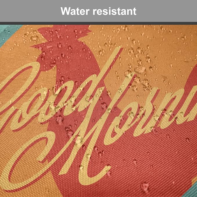 Lunarable Gallus Chair Cushion Pads Set of 2, Rooster and Sun Morning Vintage Agriculture Sunrise Farm Landscape, Anti-Slip Seat Padding for Kitchen & Patio, 16"x16", Turquoise Orange Ruby