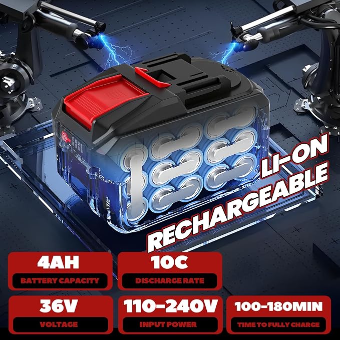 NEWTRY Cordless Rebar Cutter Cutting up to 5.31”(4-135mm), 36V Electric Rebar Cutter, Cordless Cutting Edge Saw Cutting Speed 4-5S Portable Rebar Cutter with Suitcase