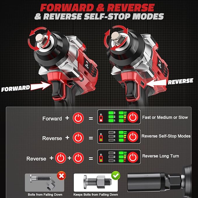 Cerycose Cordless Impact Wrench 1/2 inch Compatible with Milwaukee 18v Battery Brushless High Torque Impact Driver Gun with 1000 Ft-lbs Torque, LED Work Light, Ergonomic Design Heavy-Duty