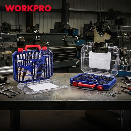 WORKPRO 455Pcs Drill Bit Set, 105-Piece Drill & Screwdriver Bit w/ 350 Screws Combo Kit, All-in-One Double Sided Power Tool Accessory Set Gift for DIY Home Repair & Masonry