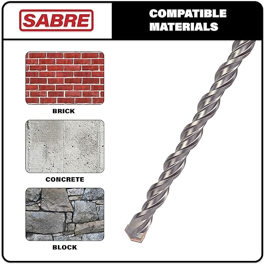 9/16 Inch x 12 Inch SDS Plus Rotary Hammer Drill Bit, Carbide Tipped for Brick, Stone, and Concrete Version 2 (9/16" x 10" x 12")